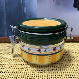Colorful Ceramic Storage Jar with Green Lid